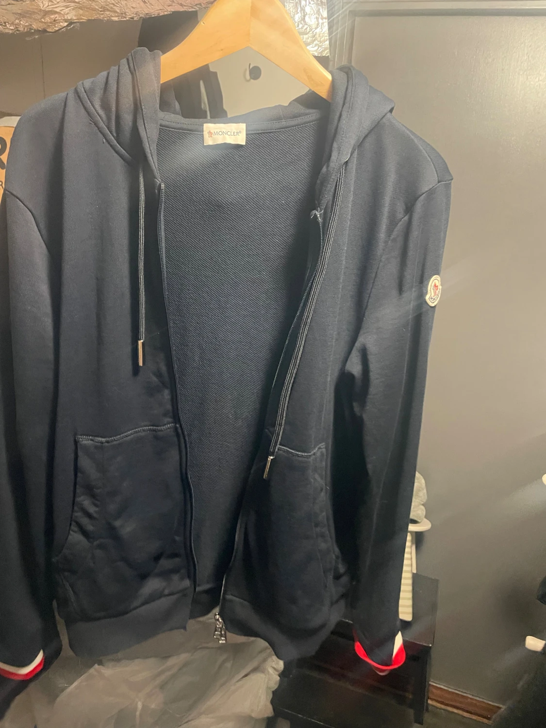 Mörkblå Moncler hoodie med dragkedja - 3