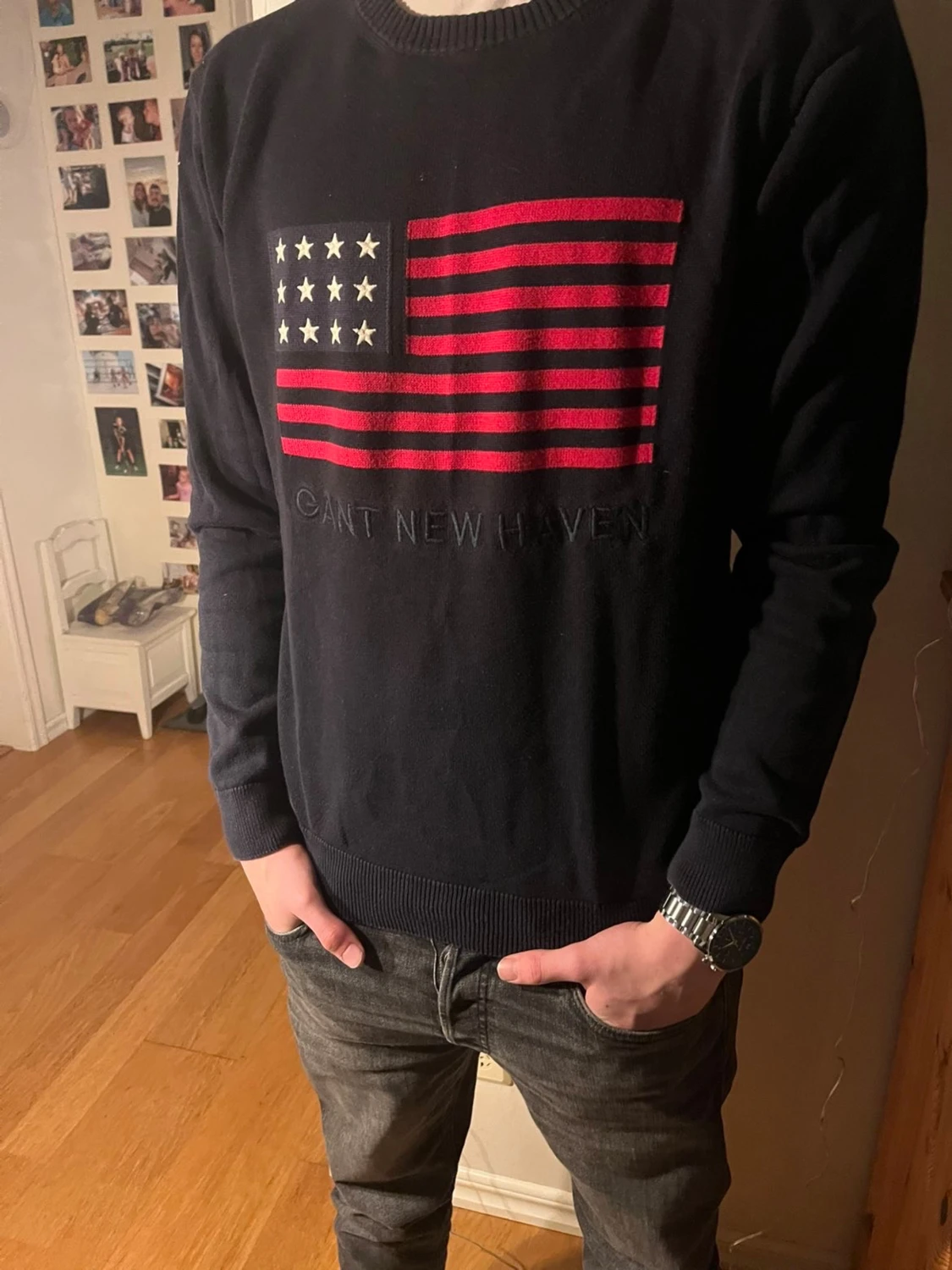 Mörk blå Gant tröja med usa flagga 