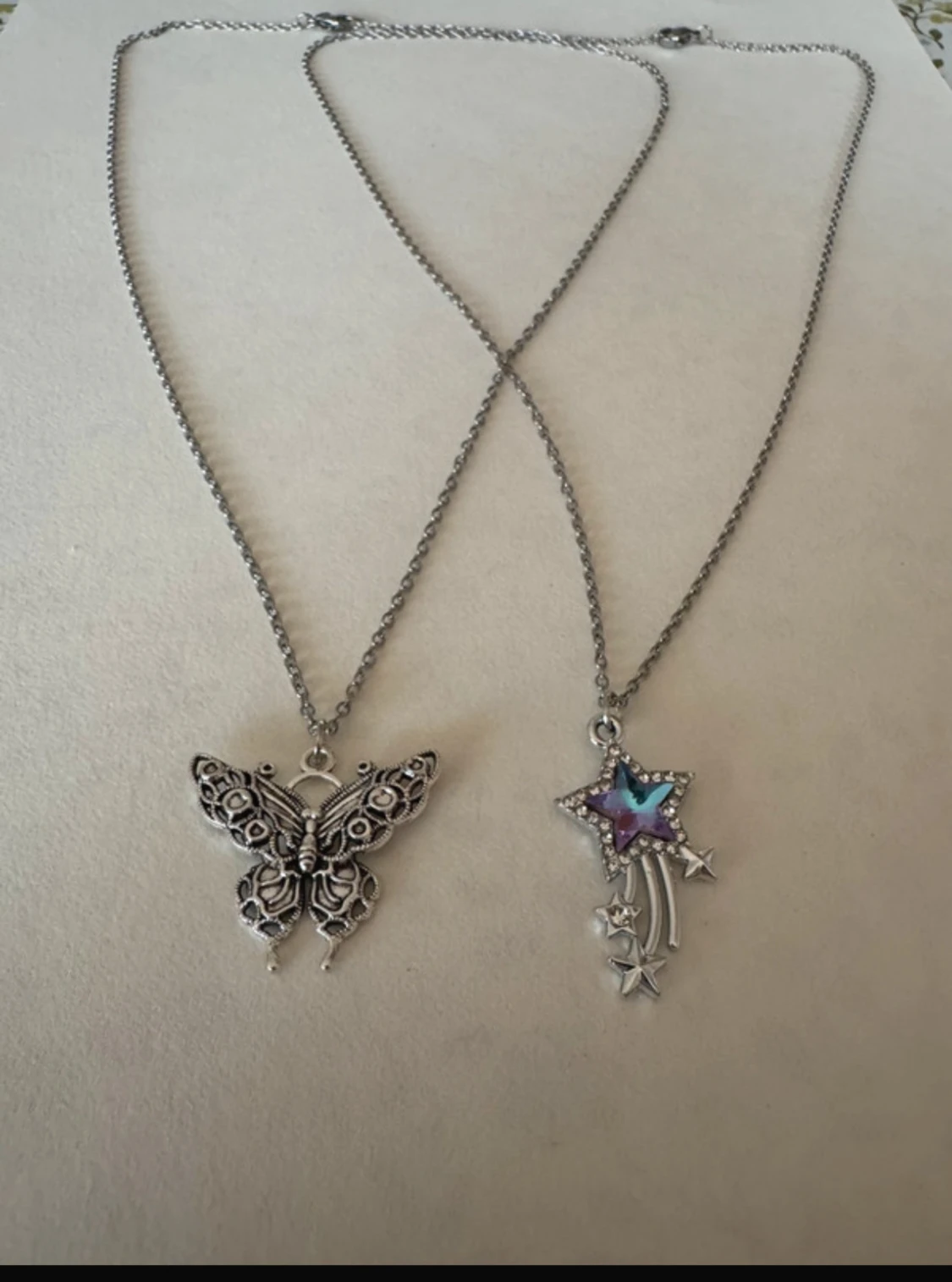 Silverhalsband x2 fjäril + stjärnfall - 3