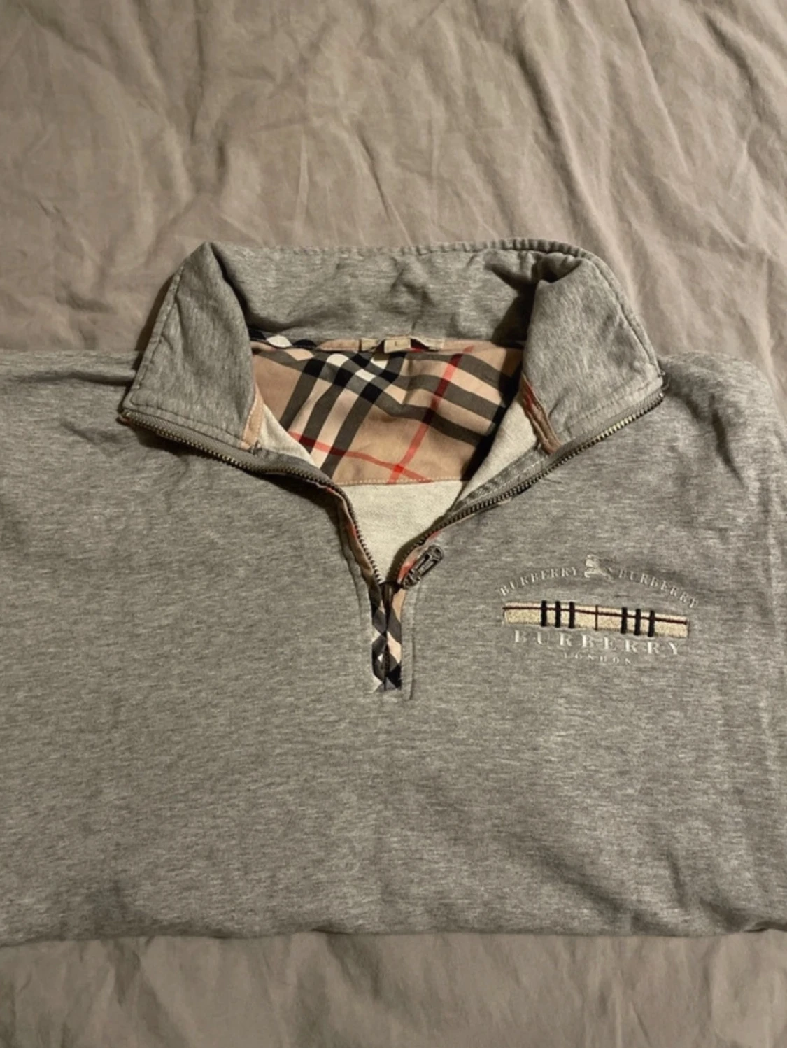 Grå half zip tröja  - 2