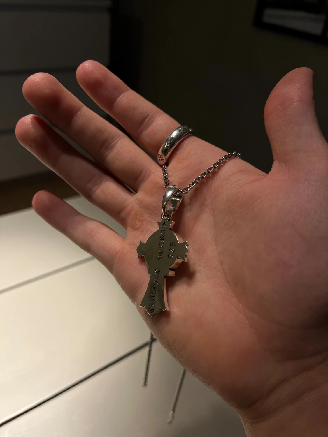 Silver Chrome Hearts halsband - 2