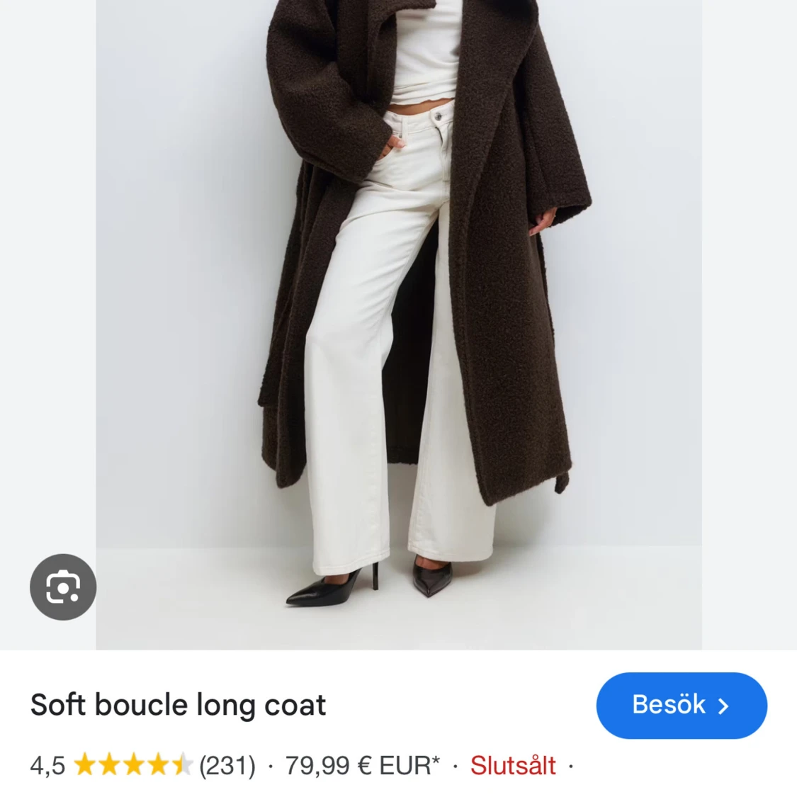 Mörkbrun lång boucle kappa