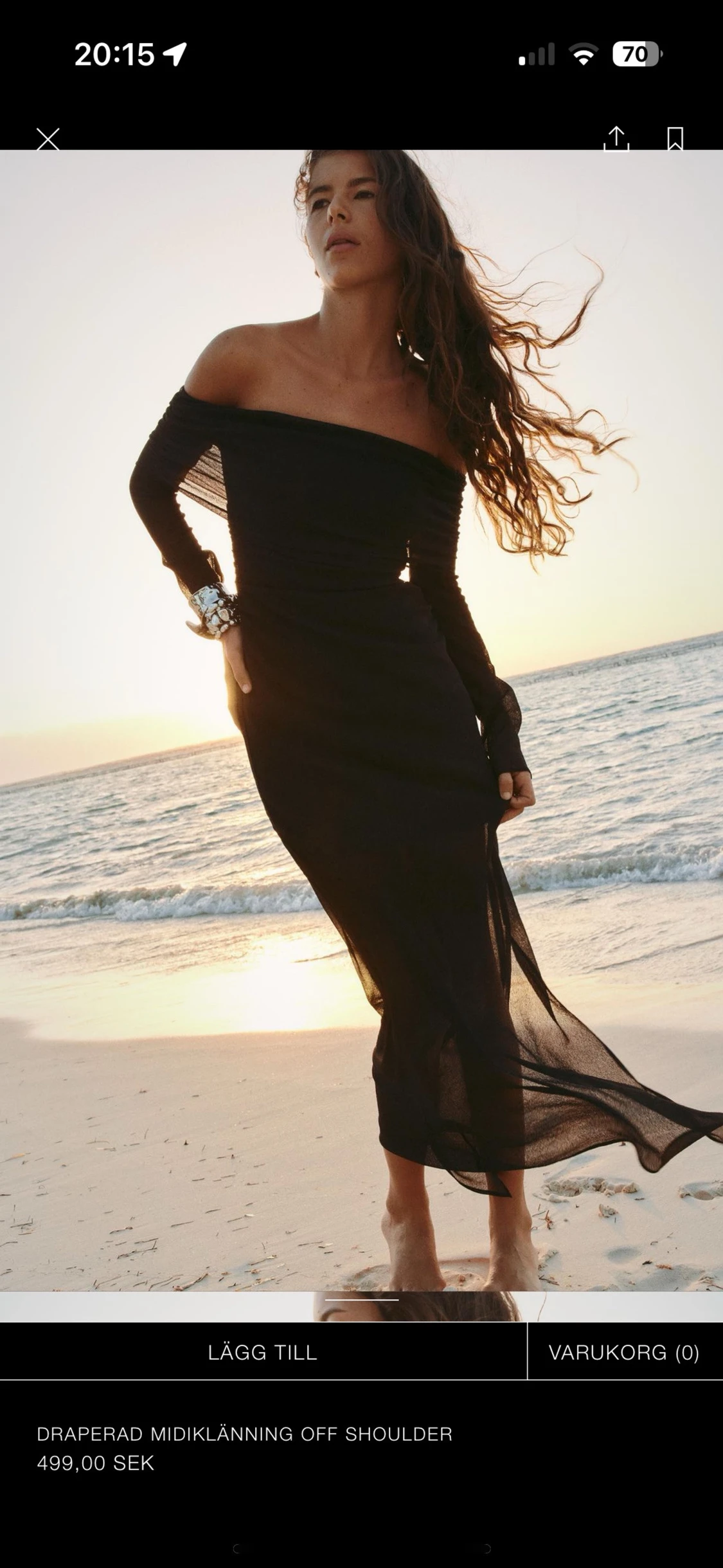 Svart lång off shoulder klänning