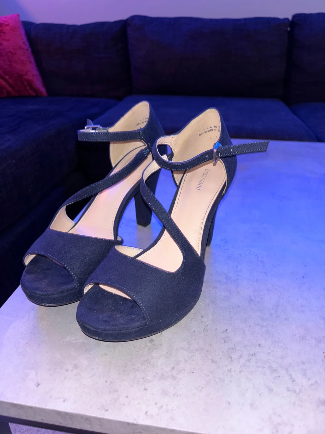 Mörkblå klackade sandaler Graceland - 2