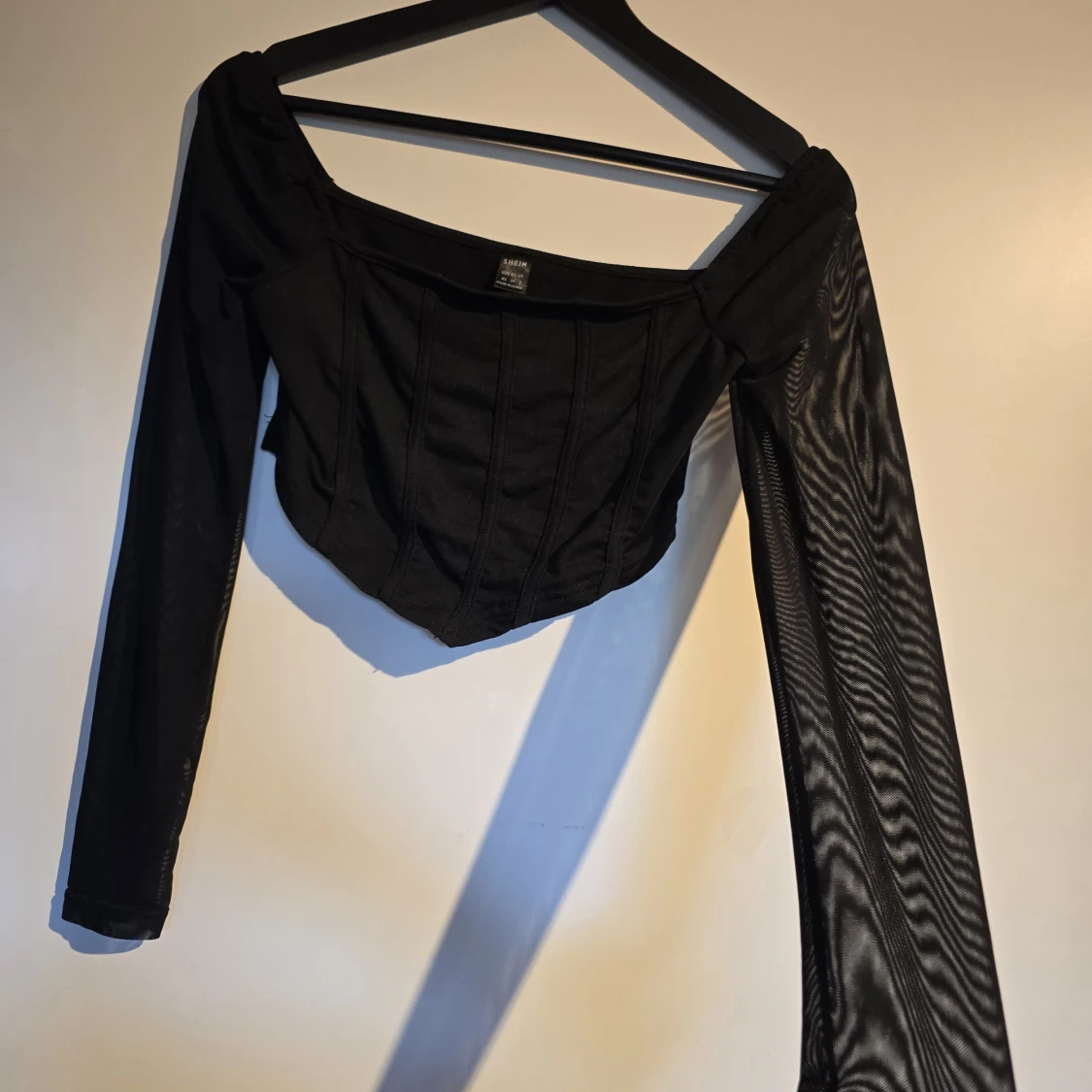 Svart långärmad korsett-topp - 1