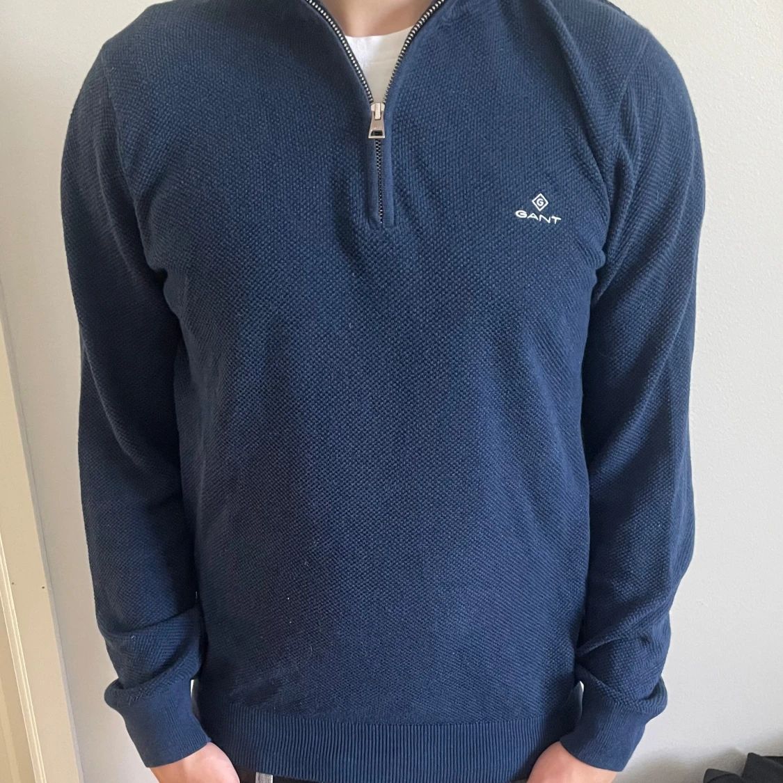 Marinblå half zip tröja från GANT - 2