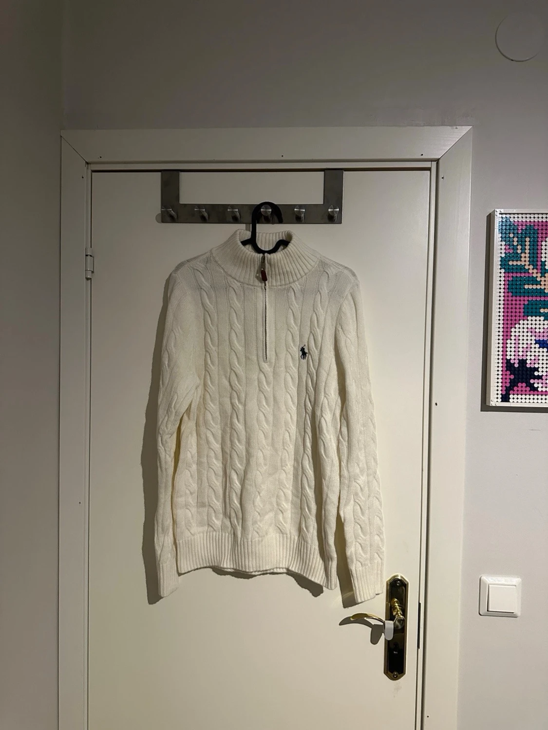 Vit kabelstickad polotröja Polo Ralph Lauren - 1