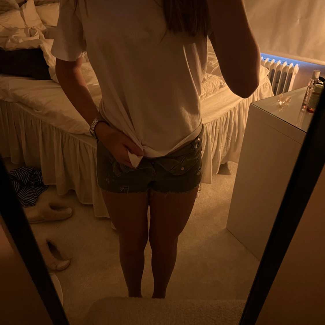 Olivgröna jeansshorts - 2