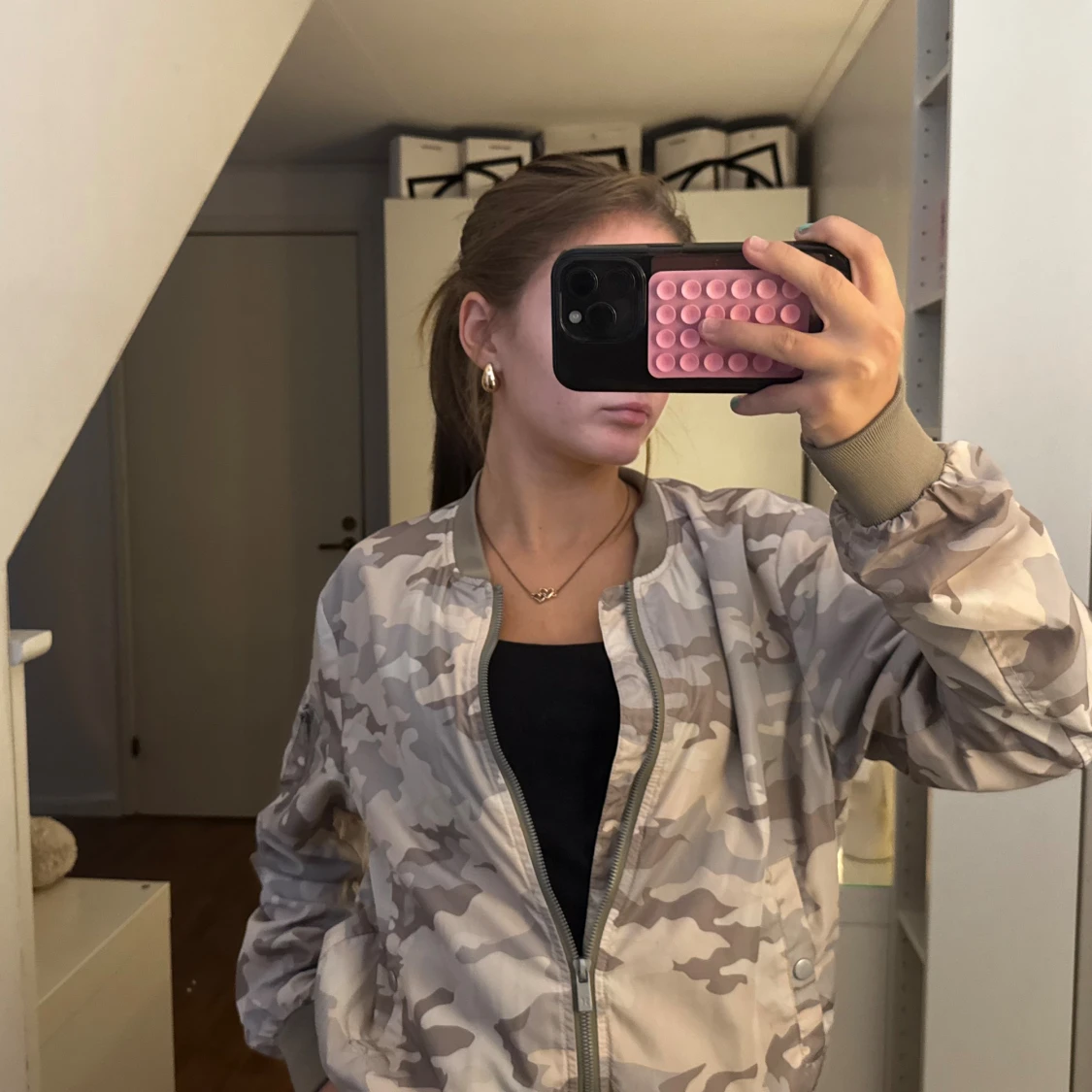 Beige camo bomberjacka med dragkedja - 4