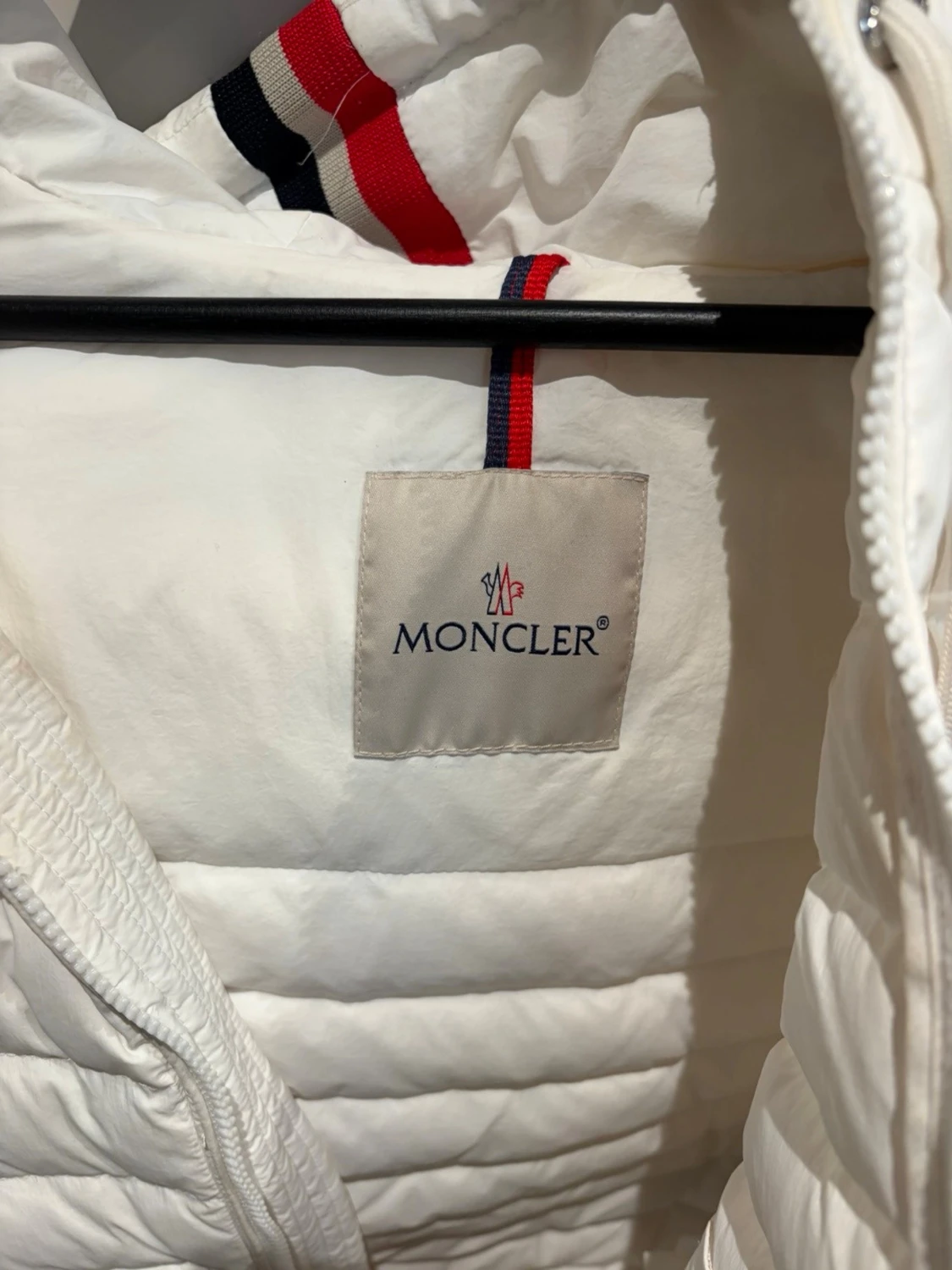 Vit Moncler pufferjacka med huva - 3