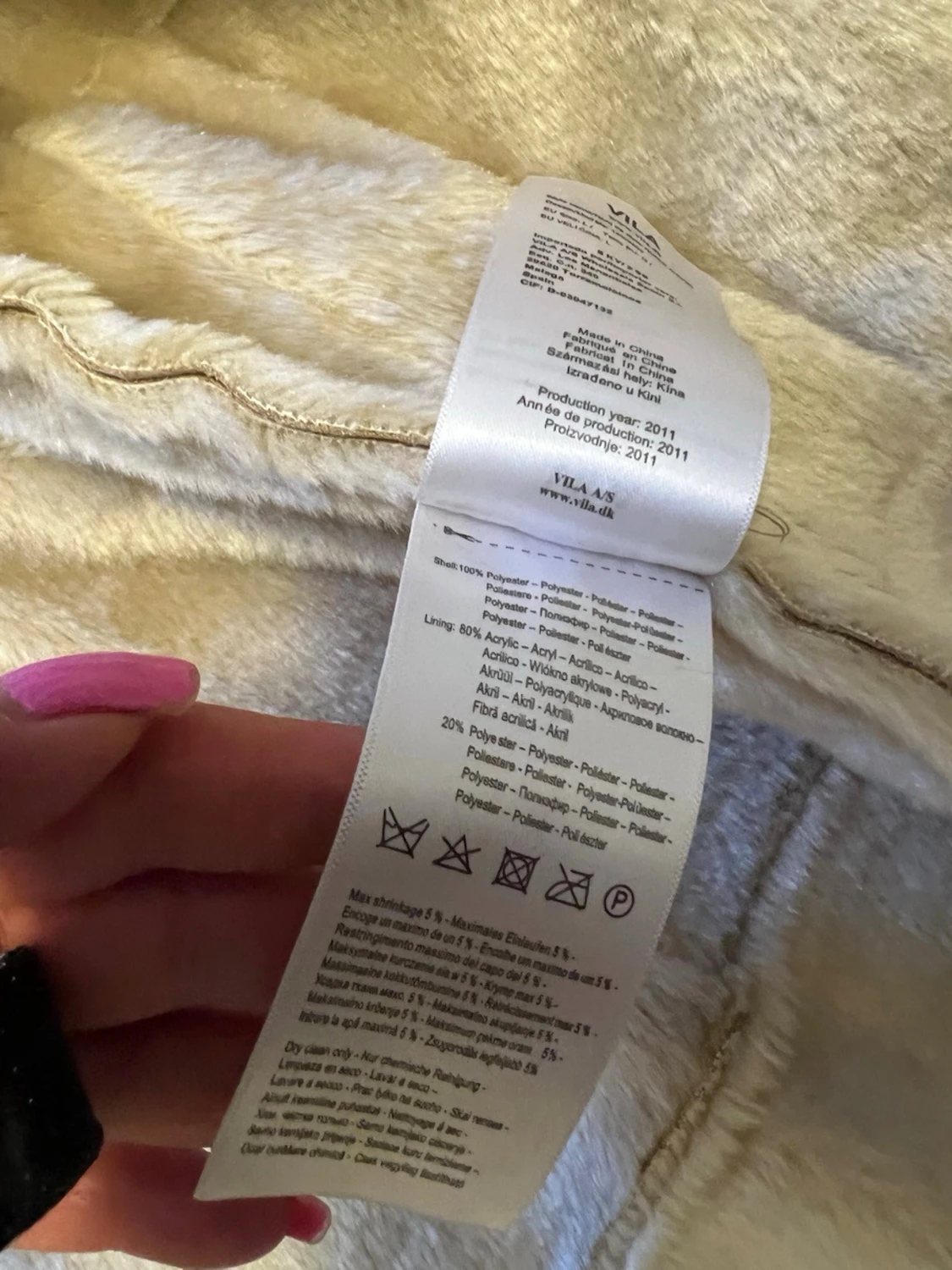 Beige pälsjacka från VILA, storlek L - 5