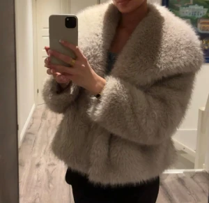 Beige pälsjacka från Zara - Supermjuk och fluffig grå/beige pälsjacka från Zara. Perfekt inför vintern, antänd ca 2 gånger! 