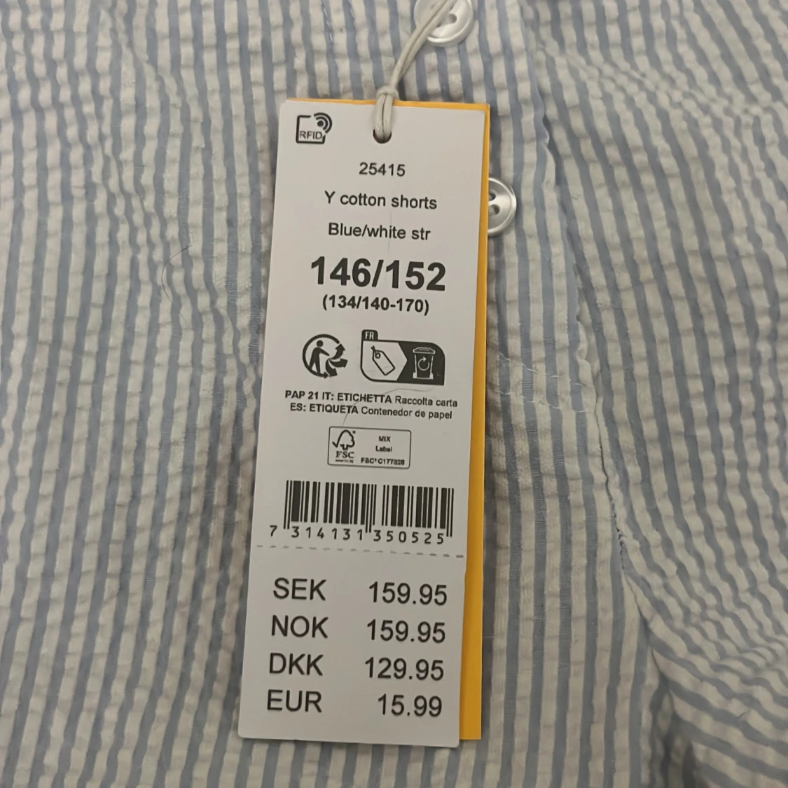 Blåvit pyjamas bomullsshorts och topp med spets - 1