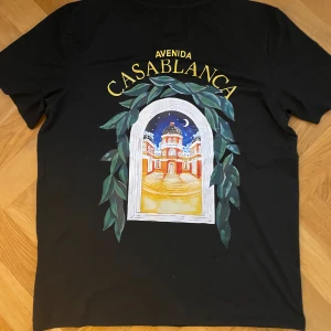 Svart Casa Blanca t-shirt med tryck - Svart t-shirt från Casa Blanca med stilrent blått grafiskt tryck både fram och bak. SAMMA DAG DU KÖPER SAMMA DAG JAG FRAKTAR 
