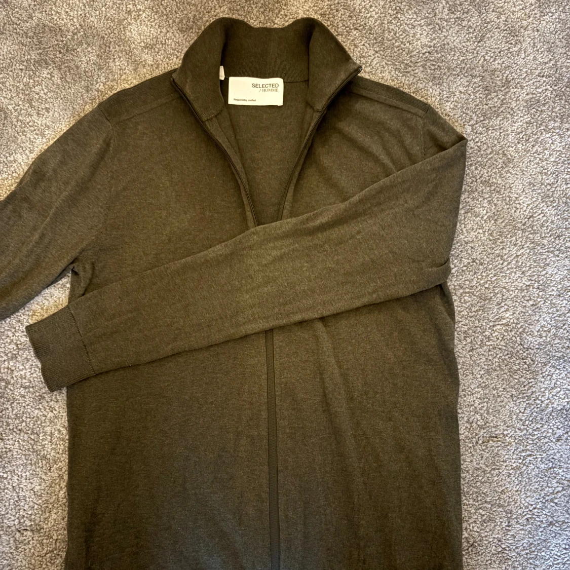 Mörkgrön full zip från selected homme - 2