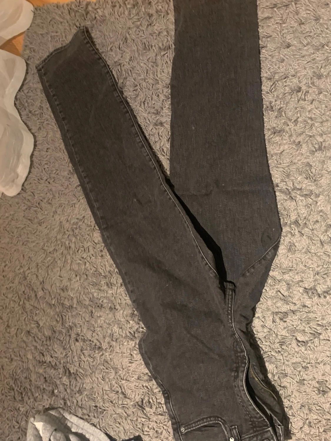 Mörkgrå  jeans med hög midja - 4