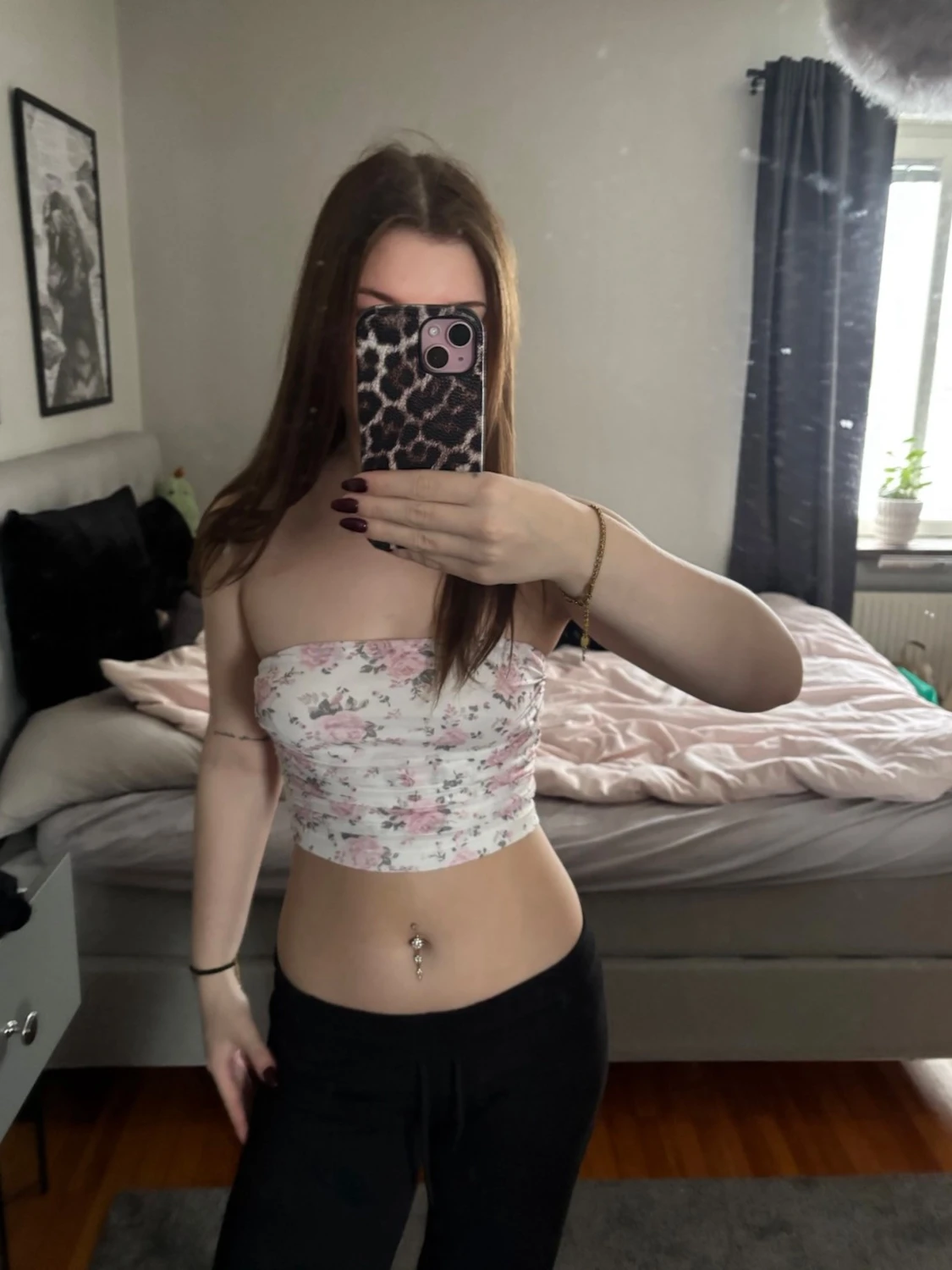 Blommig bandeau tubtopp