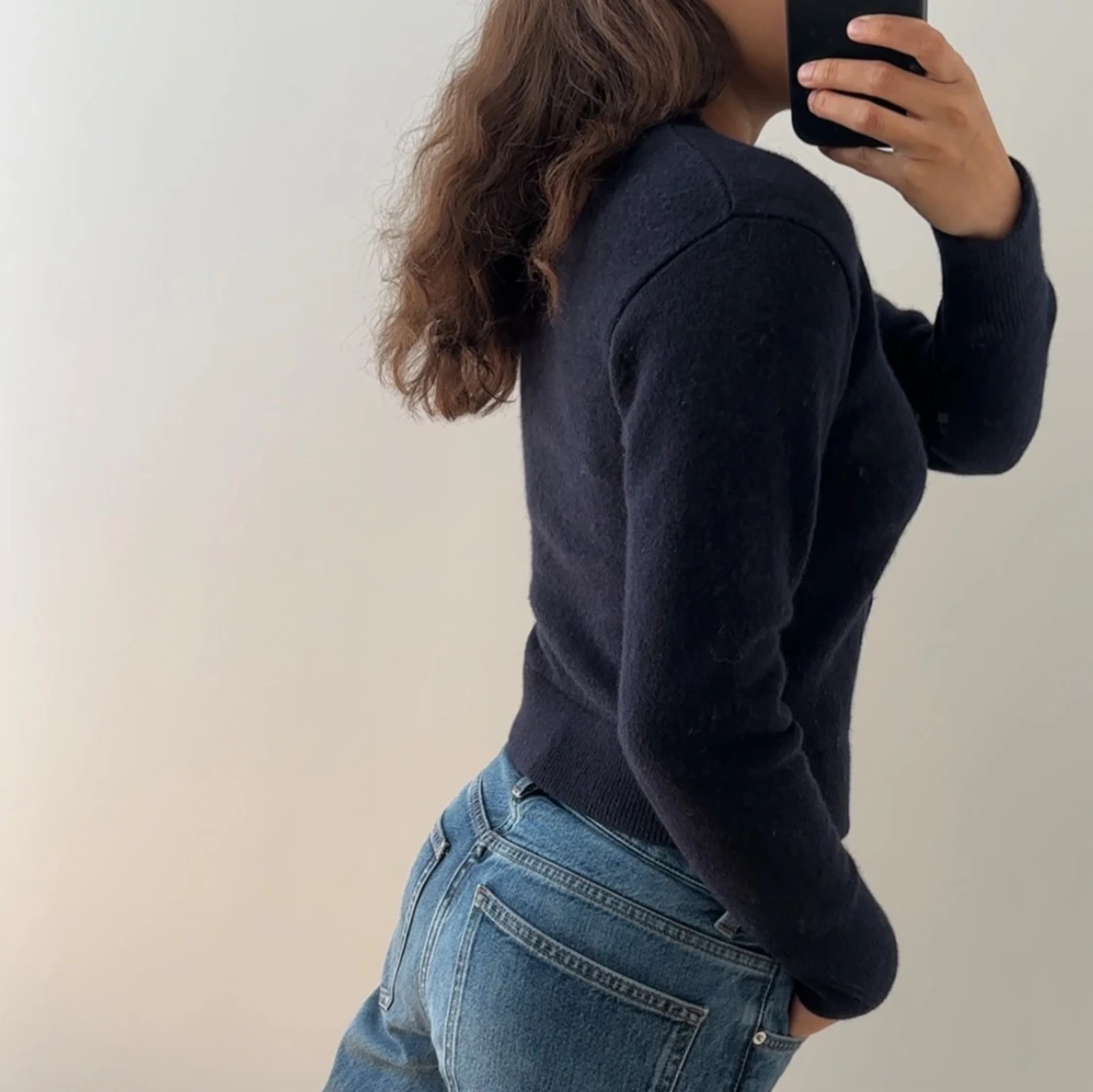 Mörkblå kofta i 100% merinoull  - 3