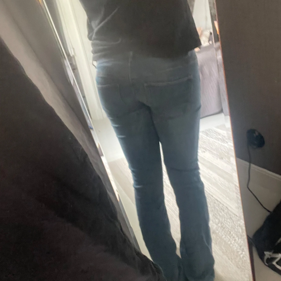 Blå bootcut jeans med låg midja - 2