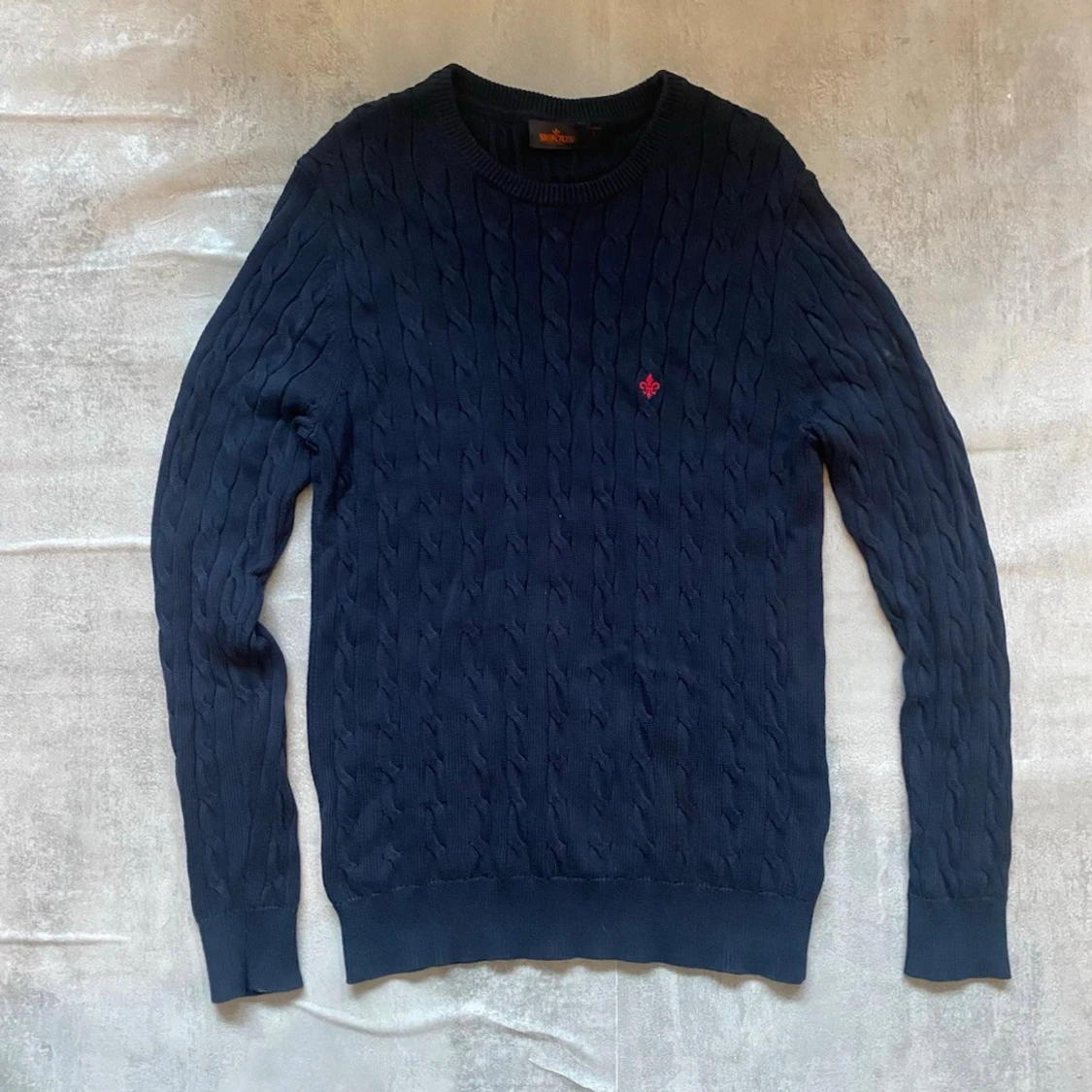 Mörkblå Kabelstickad Morris tröja 