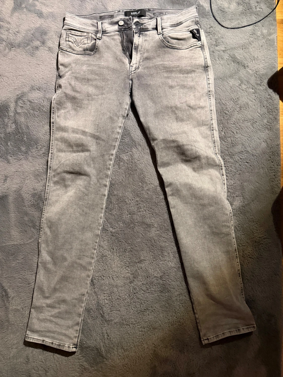 Replay Hyperflex Anbass grå jeans 32/32. - 2