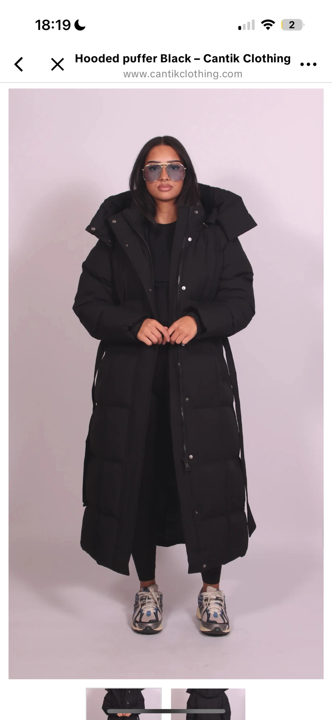 Svart lång pufferjacka med huva - 4