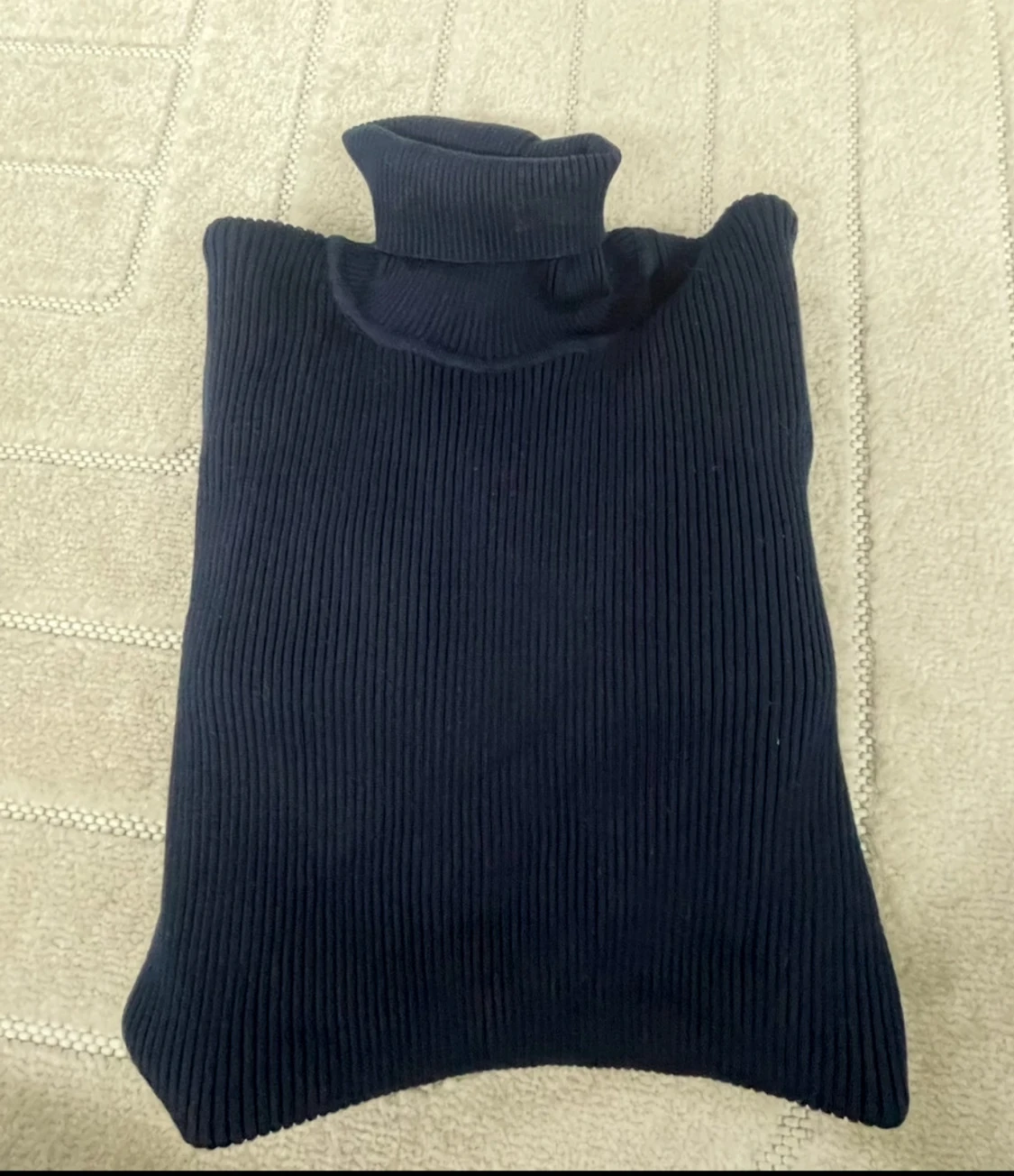 Mörkblå ribbad polotröja - 5