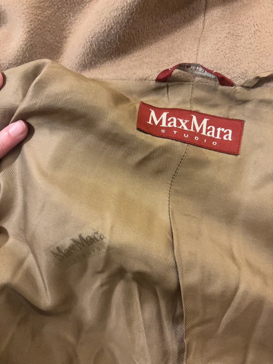 Beige Max Mara kappa med päls - 3