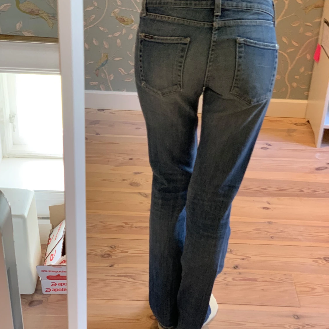 Blå lågmidjade bootcut jeans - 1