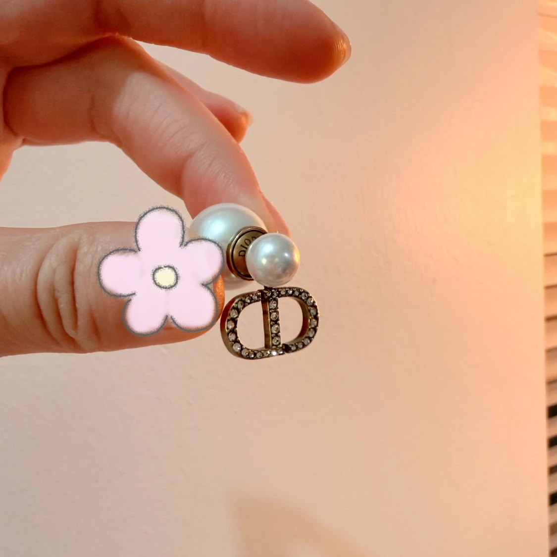 Dior örhängen med pärlor och strass - 4