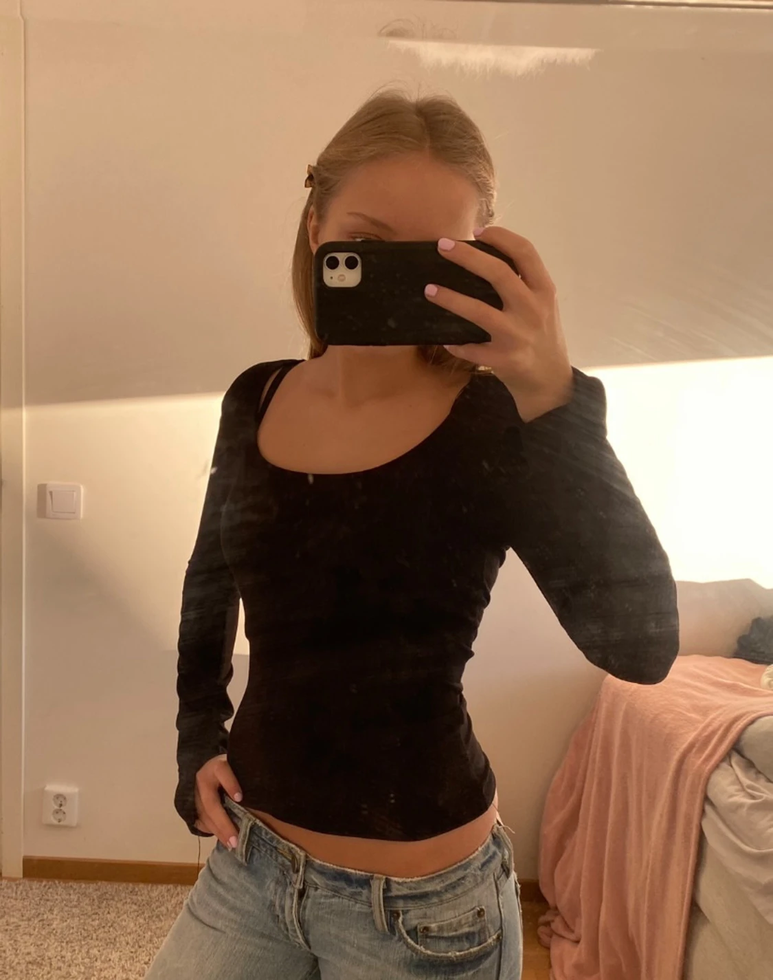 Svart långärmad topp