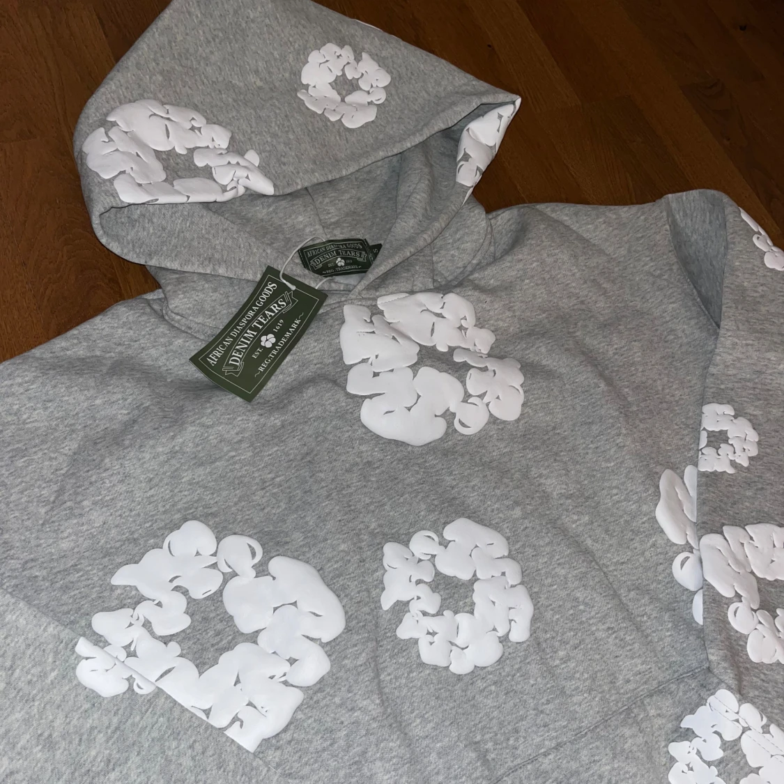 Denim Tears grå hoodie med vita blommor - 2