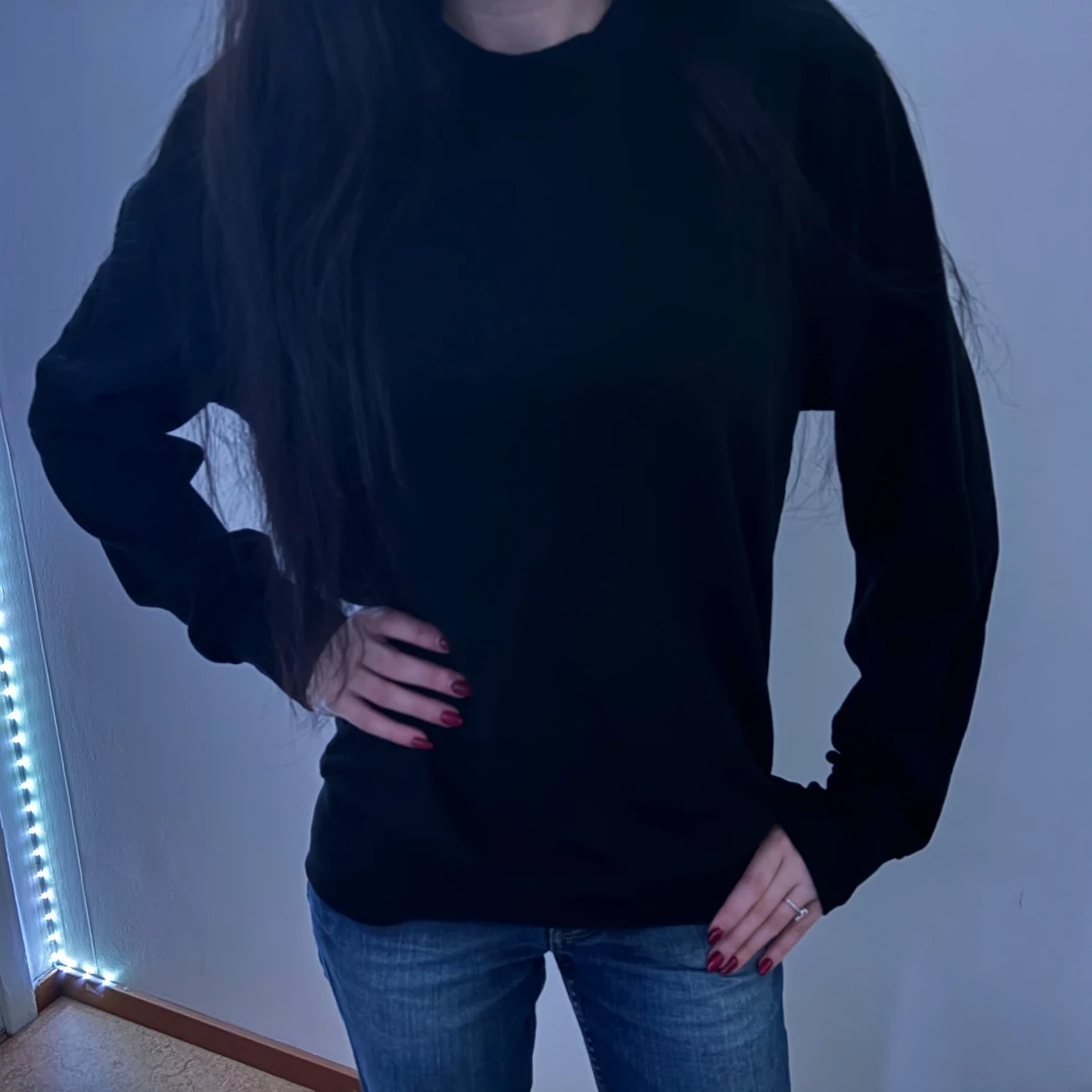 Svart långärmad tröja i bomull