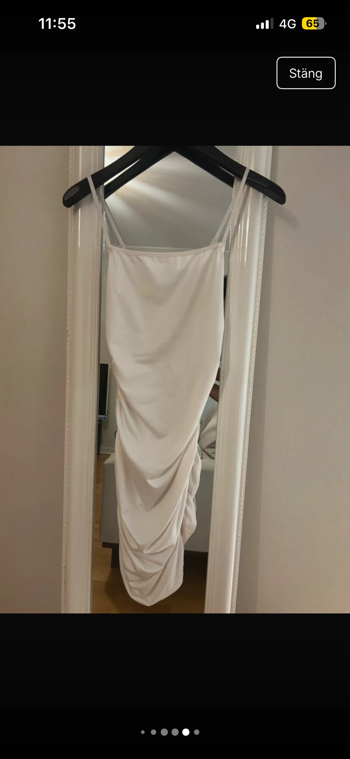 Vit tight kort klänning med smala axelband - 5