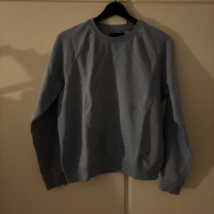 Ljusblå sweatshirt från 157, stl S - En basic ljusblå sweatshirt från 157 i storlek S. Tröjan har rund halsringning, ribbade muddar och är tillverkad i mjuk bomullsmix. Perfekt för chill dagar och enkel att matcha med jeans eller mjukisbyxor. Det finns en defekt på bilden men de. Syns inte jätte mycket 