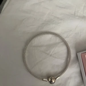 Pandora silverarmband med låskula - Säljer ett Pandora armband i silverfärgat metallnät med rund låskula. Armbandet kommer med originalpåse och ask, perfekt för att samla charms. Säljer pga att jag redan har liknande. Original pris ca 600kr💞