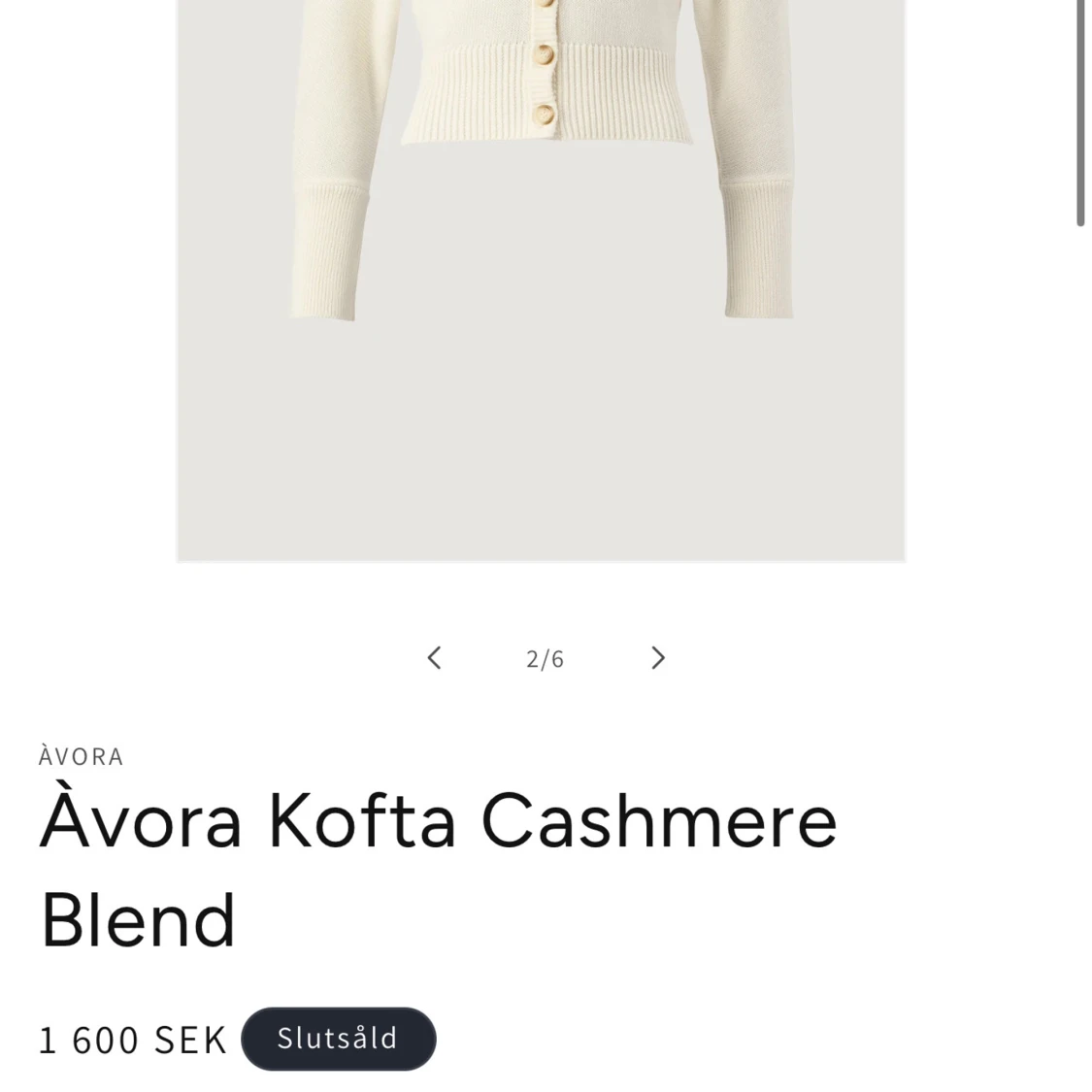 Avoras snygga kofta i cashmir, L, (slutsåld) - 3