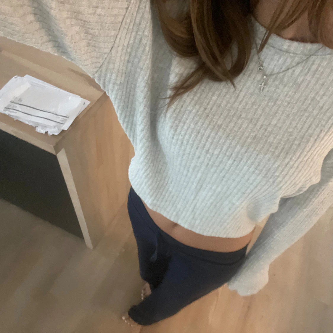 Ribbad långärmad tröja