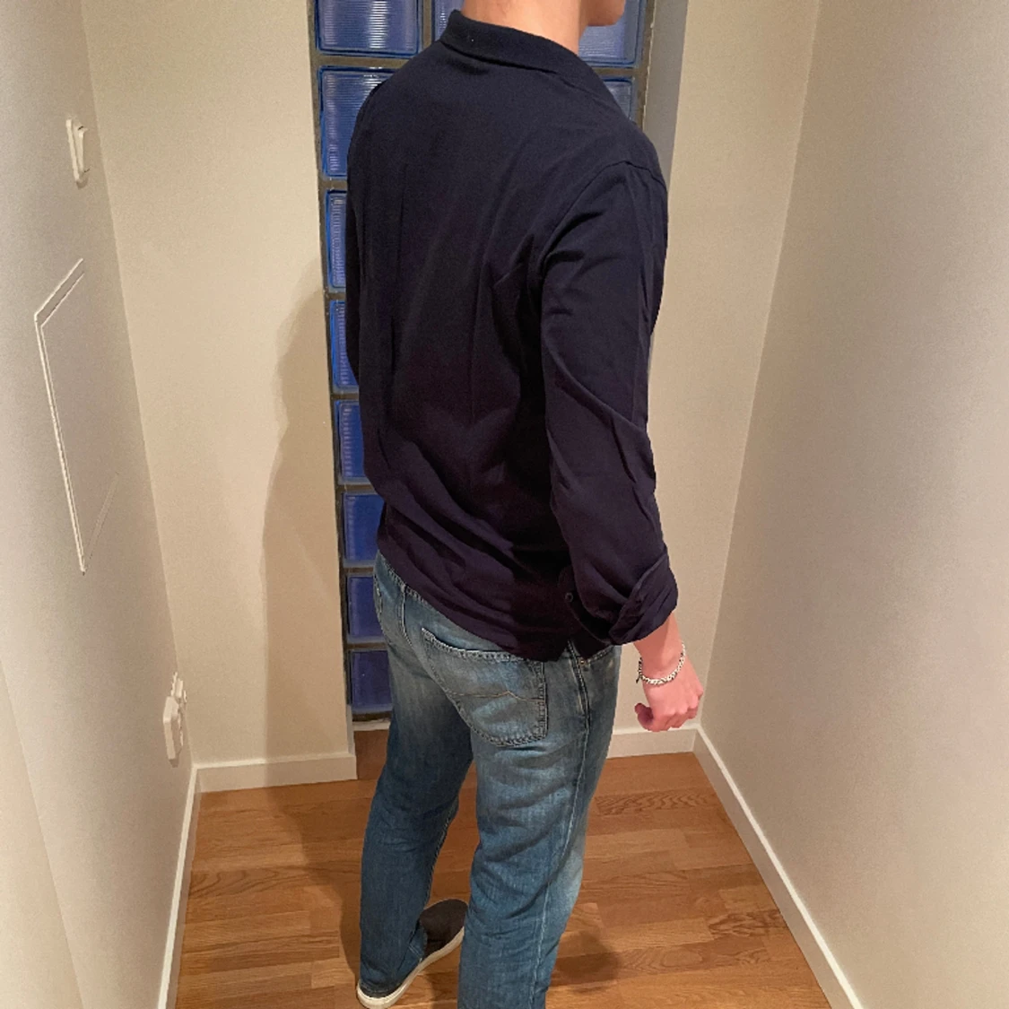 Marinblå kragtröja - 90