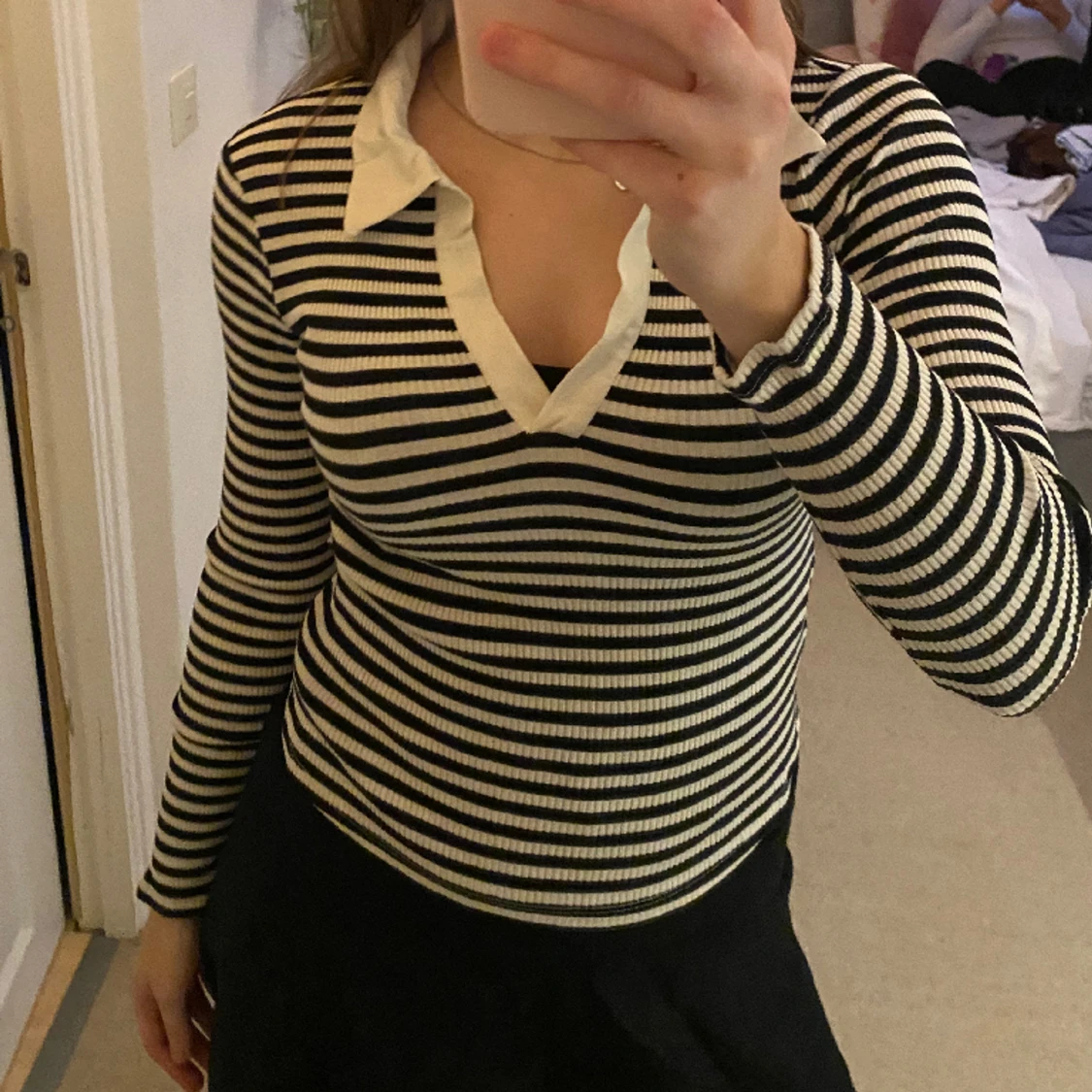 Randig tröja med krage - 90