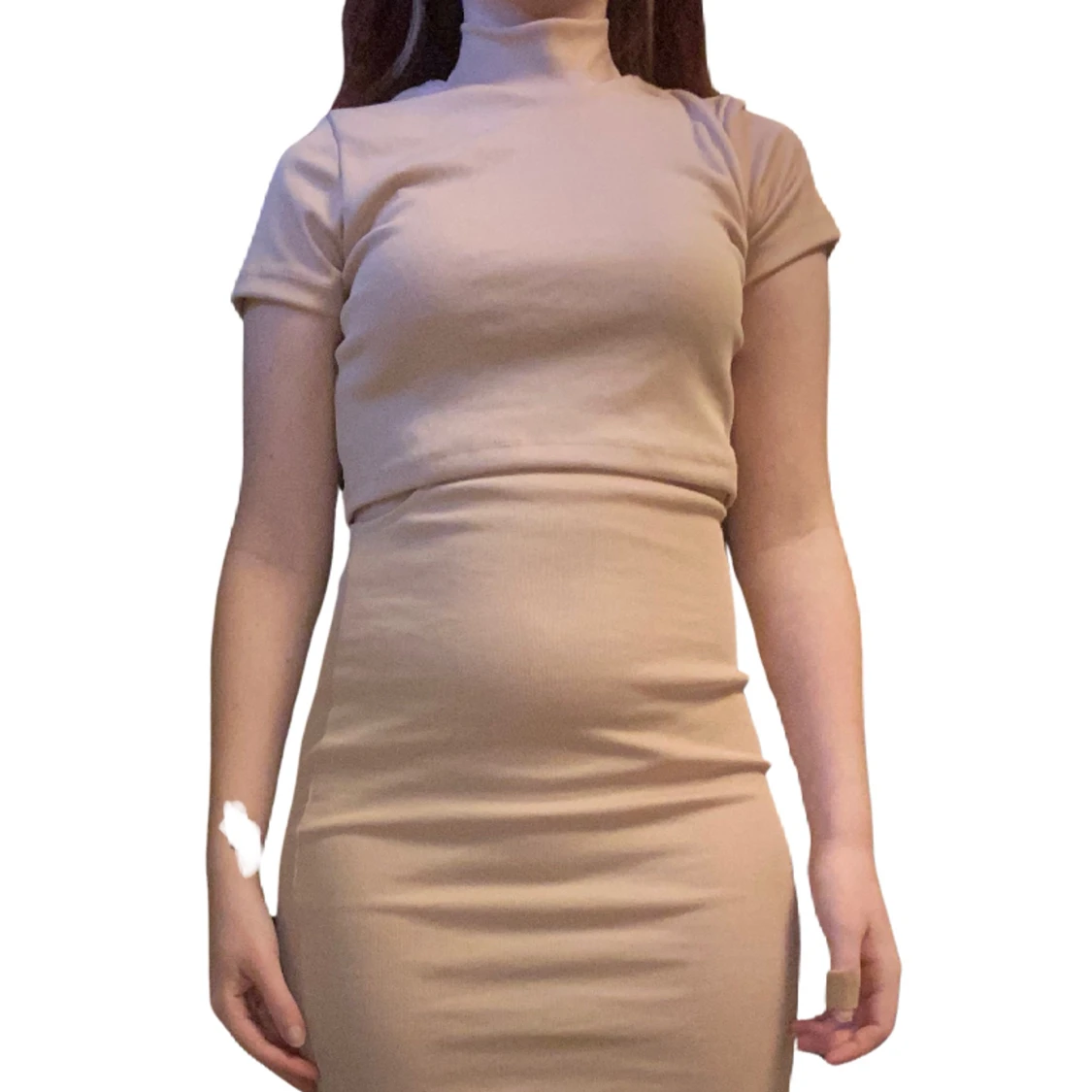 Smutsrosa ribbad klänning 