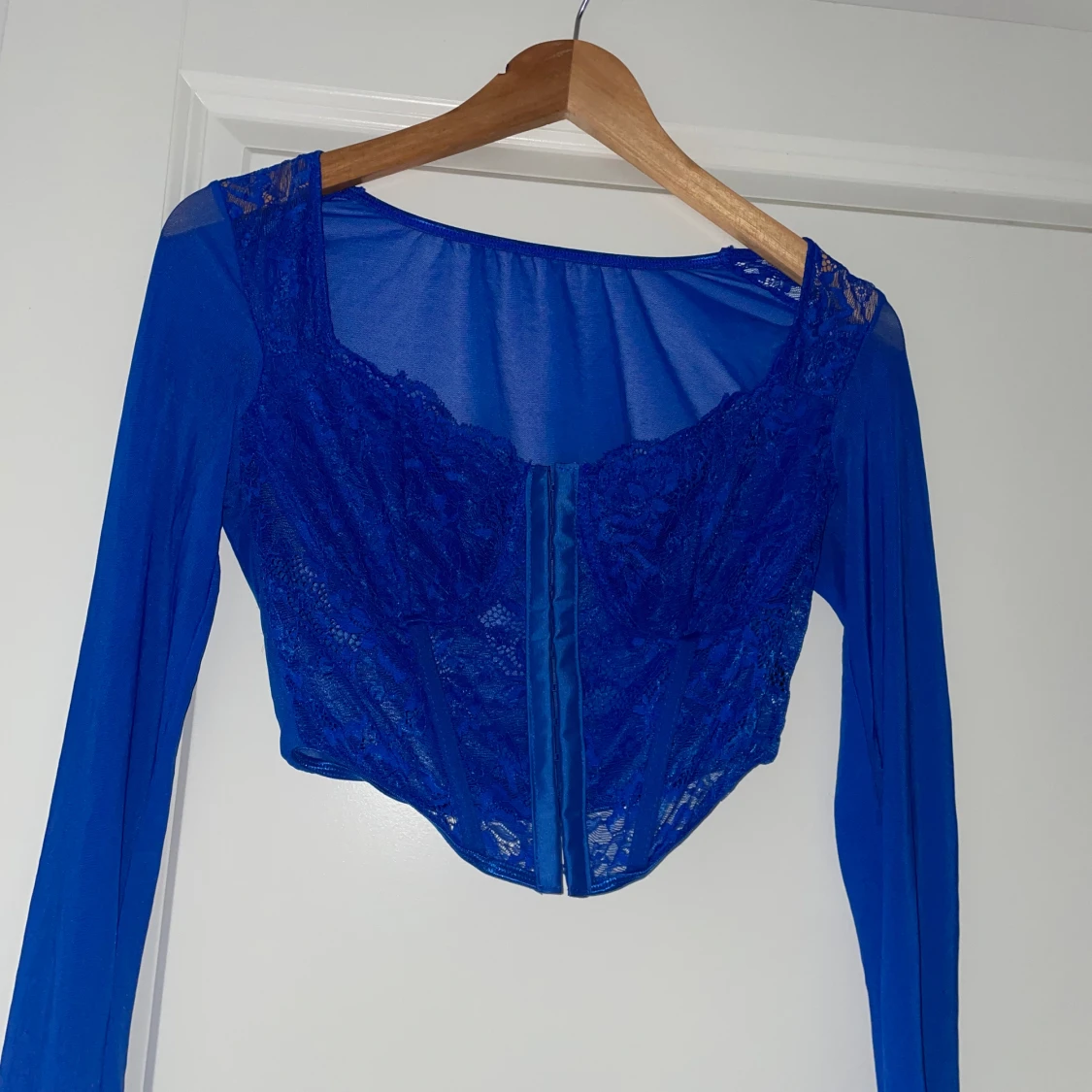 Blå korsett topp  - 91