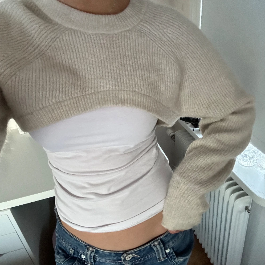 Stickad bolero beige 