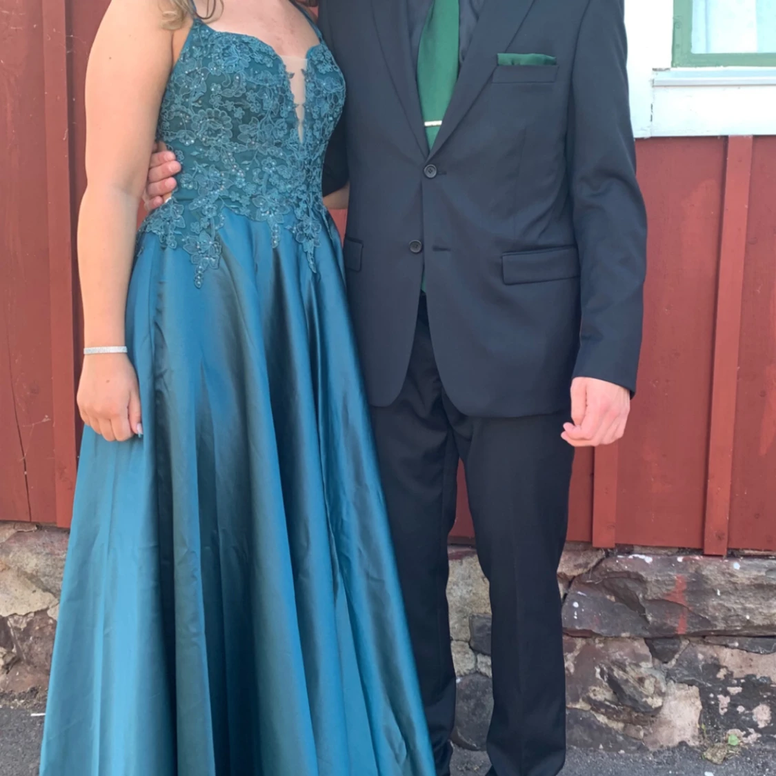 Blå/Grön Balklänning  - 91