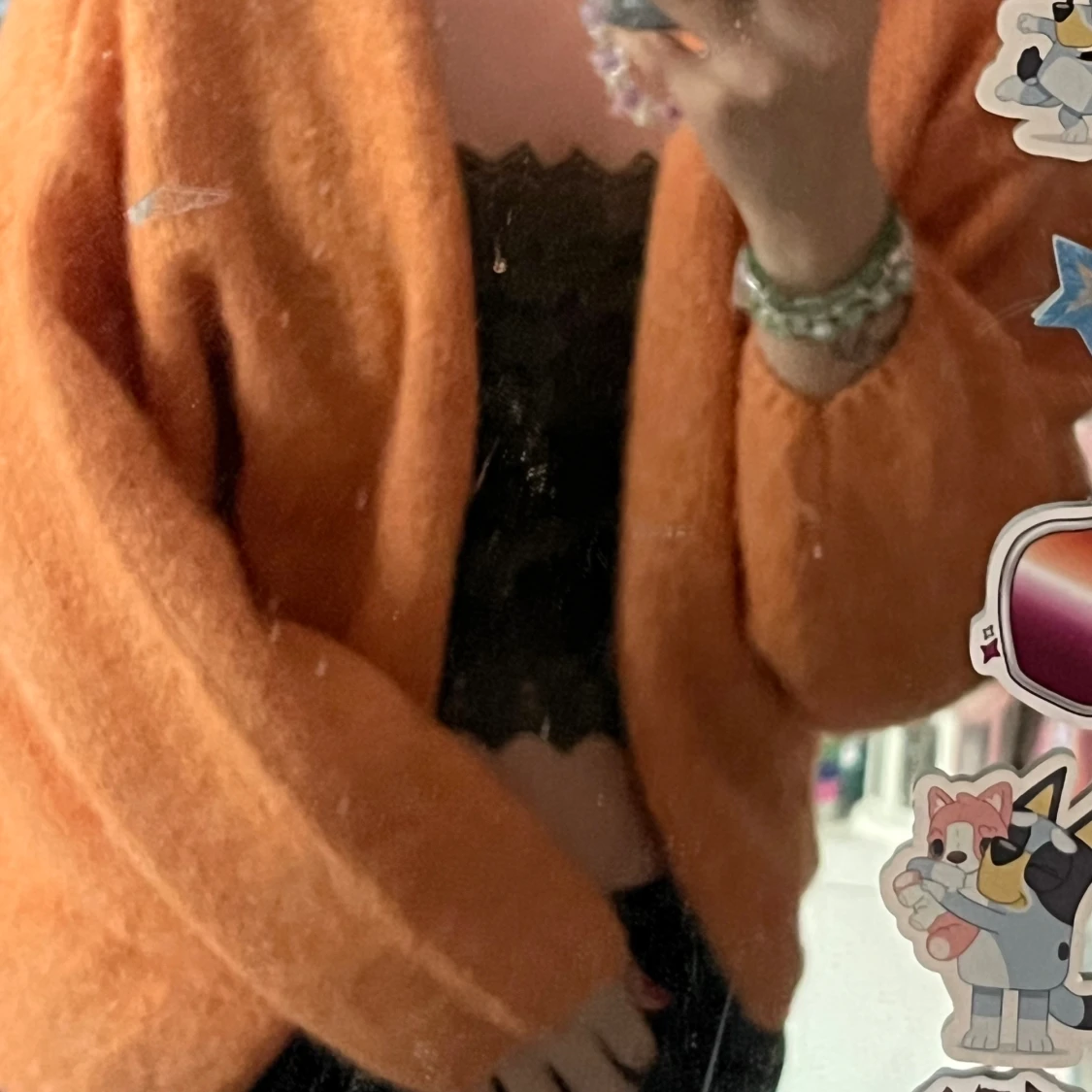 orange stickad kofta  - 90