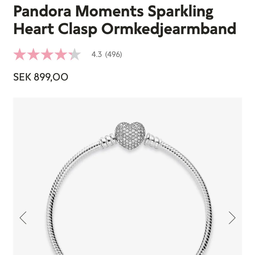 Säljer de kända och eftertraktade diamant hjärt armbandet. Aldrig använt.  Säljer Pandora armbandet för att jag inte vågade använda det eftersom att de var så dyrt. Accessoarer.