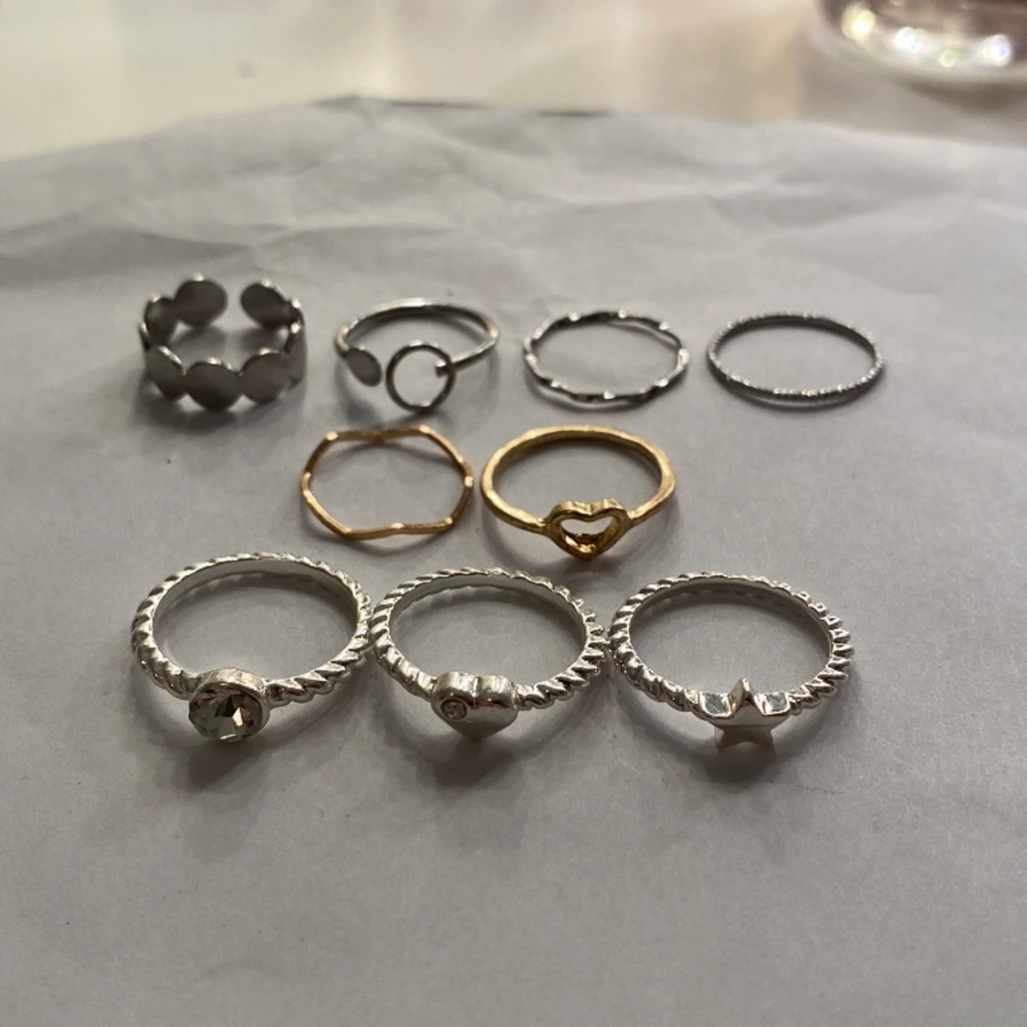 10 ringar guld och silver