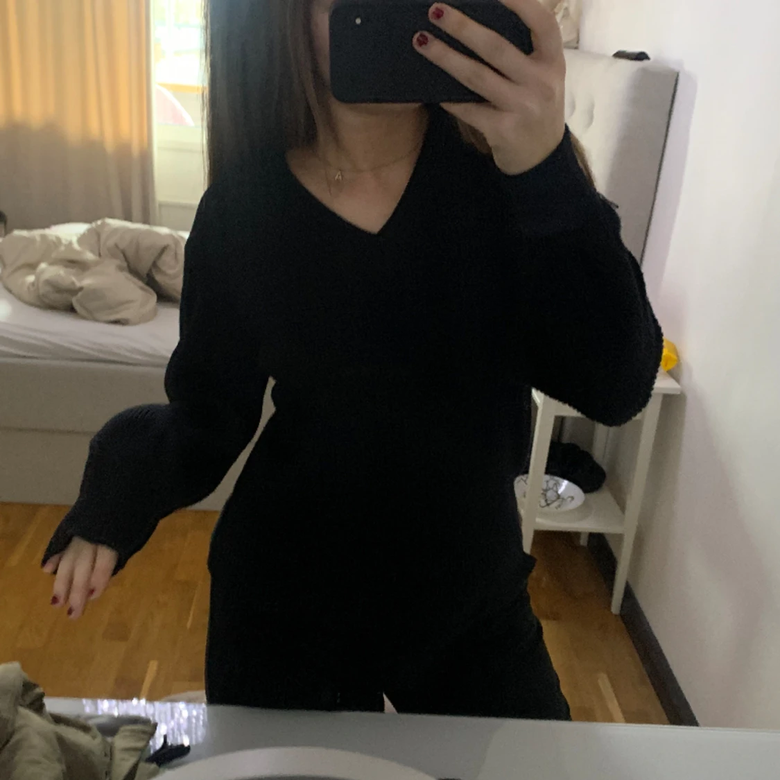 V ringad Stickad tröja - 90