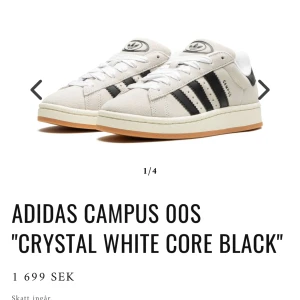 Adidas campus  - Adidas campus 00s i färgen crystal white core black. Använd max 5 gånger, köpta nyligen! 