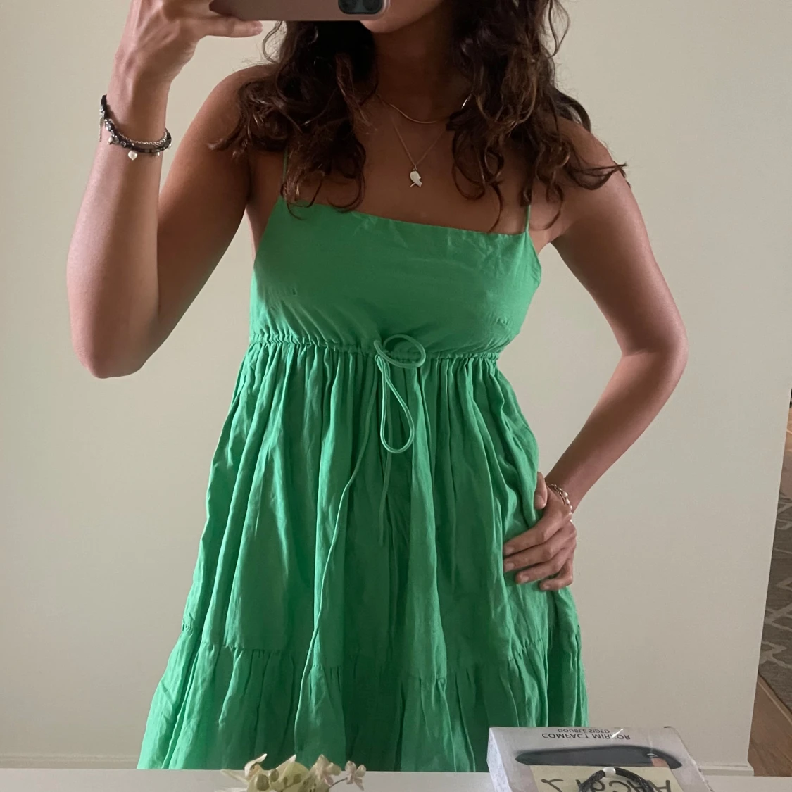Grön långklänning